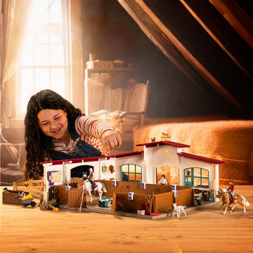 Schleich Horse Club Peppertree Riding Arena 179-Piece Horse Playset With Riding Arena Stable Set, 2 Horses, 3 Horse Rider Figurines And Horse Toys For Girls & Boys Ages 5+, 42639