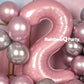 Rainbowq Party 2 Balloon Number 40 Inch For Boy Or Girl Big Pink 0-9 Foil Mylar Large 2 Number Balloon Happy 2Nd Birthday Party