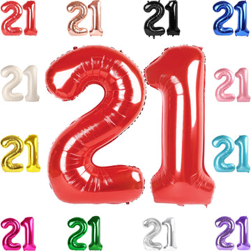 21 Balloon Number, Red Number 21St Birthday Balloons 40 Inch, 21 Or 12 Years Old Red Birthday Decorations For Men Women Him Her,