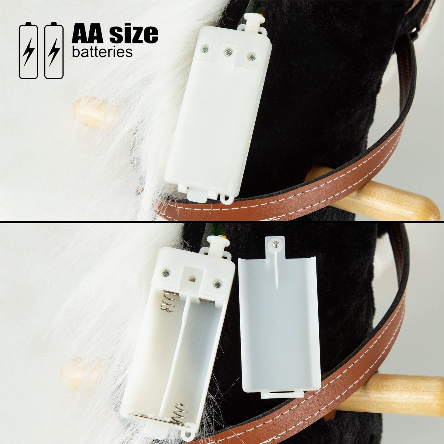 Muove 36'' Plush Horse Riding Stick , Handsewn Head, Sturdy Wood Stick, Plus Neighing & Clip-Clop Sounds