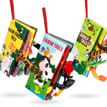 Beiens Baby Books Toys, Baby Books 0-6 Months, 3Pcs Touch And Feel Cloth Crinkle Soft Books, Toys For 0-3-6-12-18 Months Infant Newborn Baby Boy Girl Shower Gifts Set