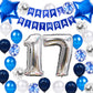 17Th Birthday Party Decorations Blue For Boys, Happy Birthday Banner Blue Number 17 Birthday Star Foil Balloons Latex Confetti B
