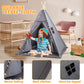 Rongfa Teepee Tent For Kids With Mat, Star Lights, Carry Case, Cotton Canvas Playhouse, Foldable Tents, Portable Children Play Tent Indoor Outdoor(Grey)