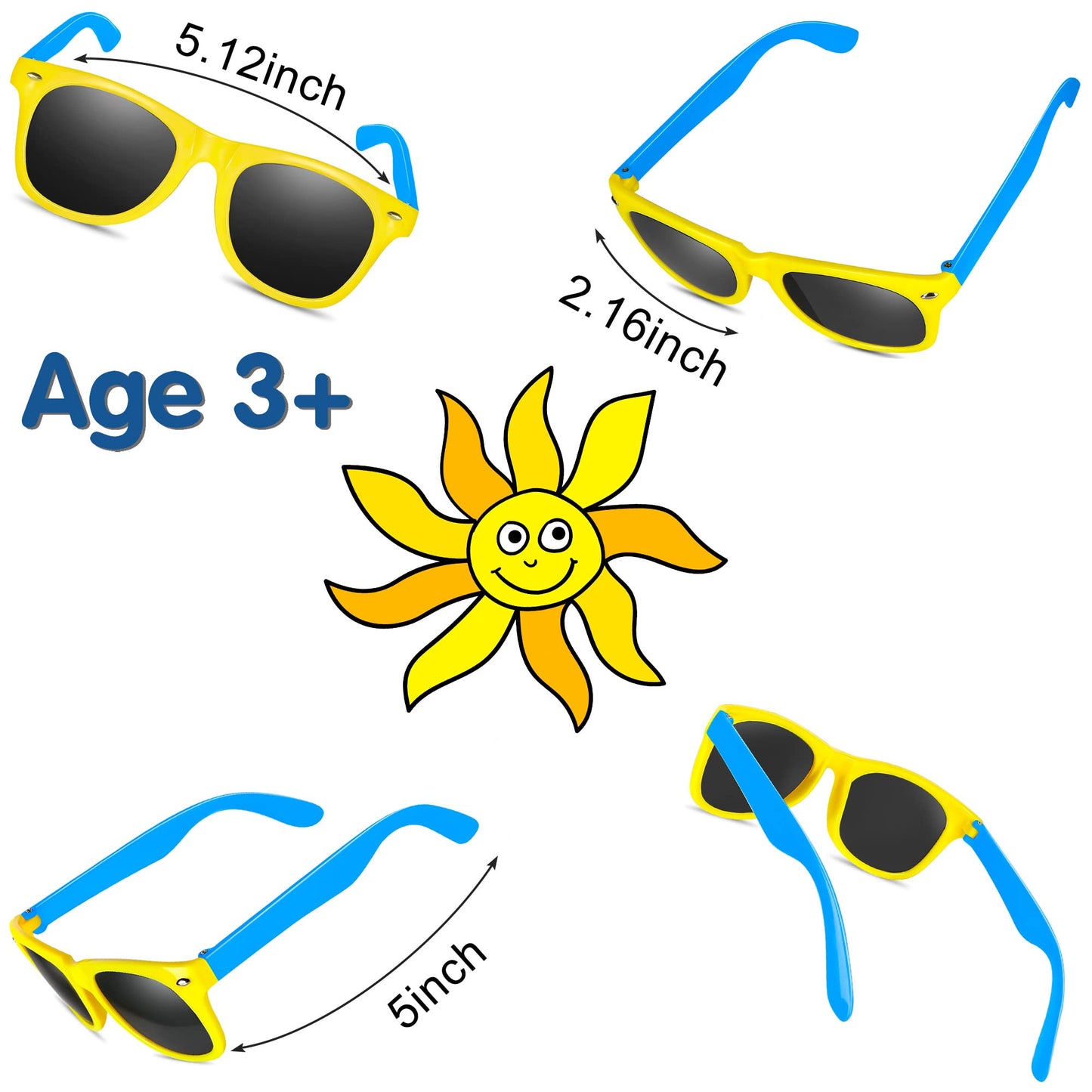 Ginmic Valentines Kids Sunglasses Bulk, 24Pack Neon Sunglasses For Kids,Boys And Girls, Great Gift For Birthday Party Supplies, Beach, Pool Party Favors, Fun Gift, Goody Bag Favors