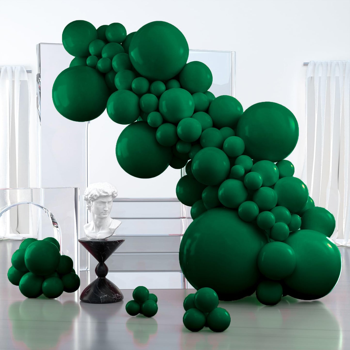PartyWoo Hunter Green Balloons - 127 PCS Rubber Balloons in 5 to 36 Inch Sizes for Garland Arch Party Decorations, Deep Green-Y56