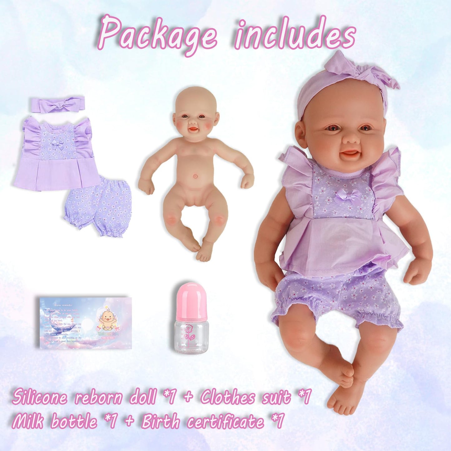 YaLuoQian Silicone Reborn Baby Dolls 1:1 Silicone Smile Doll Realistic Reborn Baby Dolls