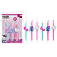 Hello Kitty Birthday Cake Candles | 6 Birthday Candles for Cake Decorations, Pink & Blue Striped Candles, Cupcake Toppers for He