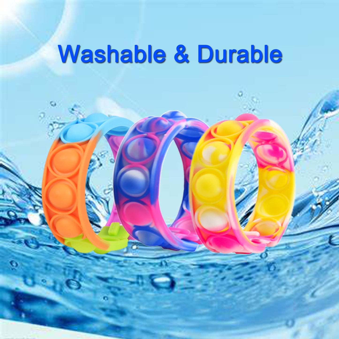 60 Pcs Pop Bracelet Bubble Fidget Toys for Party Favors  Hand Finger Silicone Wristband Bulk for Student Classroom Prize  Goodie Bag Fillers Easter Egg Basket Stuffers Christmas Valentine Gift for Kid