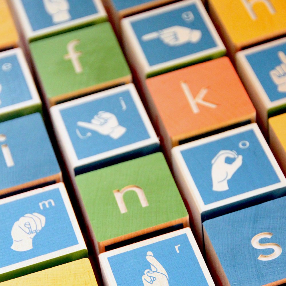 Uncle Goose American Sign Language Learning Blocks - 28 Piece Set, Ages 2+
