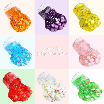 Uiviehir Jelly Cube Clear Slime Kit 8 Pack For Kids, Crunchy Slime, Stress Relief Toy, Party Favors For Girl Boys 6 7 8 9 10 11