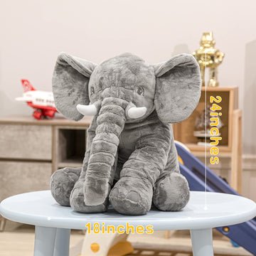 Homily Stuffed Elephant Plush Animal Toy 24 Inch Blue Scrunchie