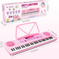 WOSTOO 61-Key Kids Keyboard Piano, Portable Pink Electronic Toy with Microphone & Music Stand, Ideal for Beginners