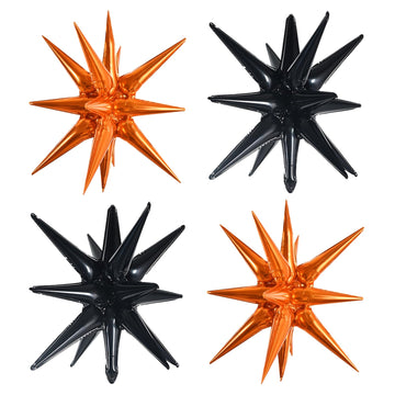 TONIFUL 4Pcs 22 Inch 4D Huge Star Balloons,Explosion Star Mylar Foil Balloons for Halloween Party Supplies Backdrop,Christmas,Ne