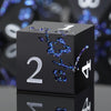Glitter Blue D&D Metal Dice, DNDND 7 PCS Flower Metallic DND Dice Set with Grogeous Gift Case for Dungeons and Dragon Tabletop G
