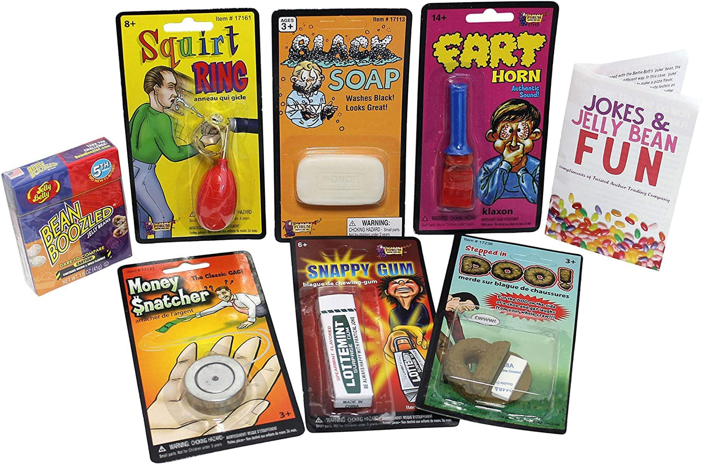 7 Pc Practical Joke Gift Set For Kids W Joke Jelly Beans, Gag Gifts, Prank Jokes & Free Brochure - Great Stocking Stuffer, Chris