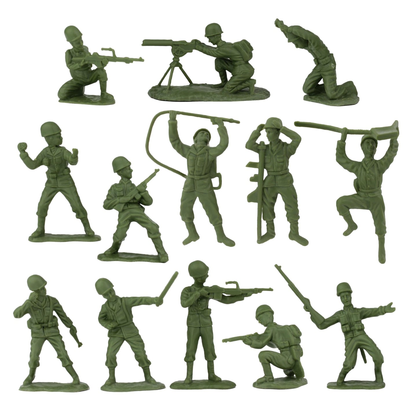 BMC Toys WW2 D-Day Plastic Army Men Set - 34 Soldier Figures, Medium Size, Od Green/Tan/Gray, Model BMC-40024