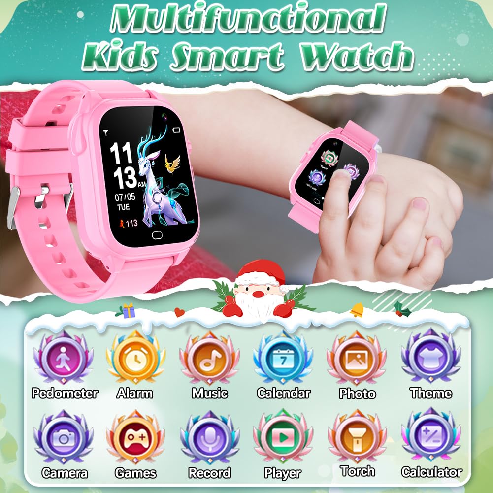 Kids Waterproof Smart Watch For Boys Girls Ages 3-12 Learning Toys With 26 Games Camera Video 1.44'' Touchscreen Music Player Al