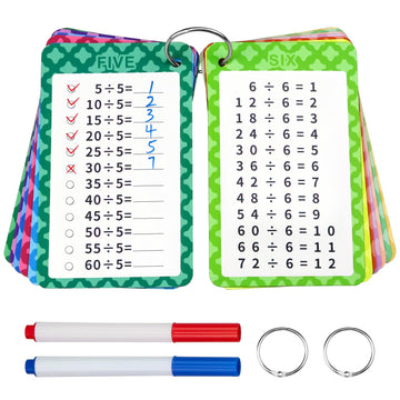 Catephe Division Flashcards 0-12, 13 Pcs Division Chart Math Flashcards, Division Math Game, Times Table Flash Cards With 2 Dry