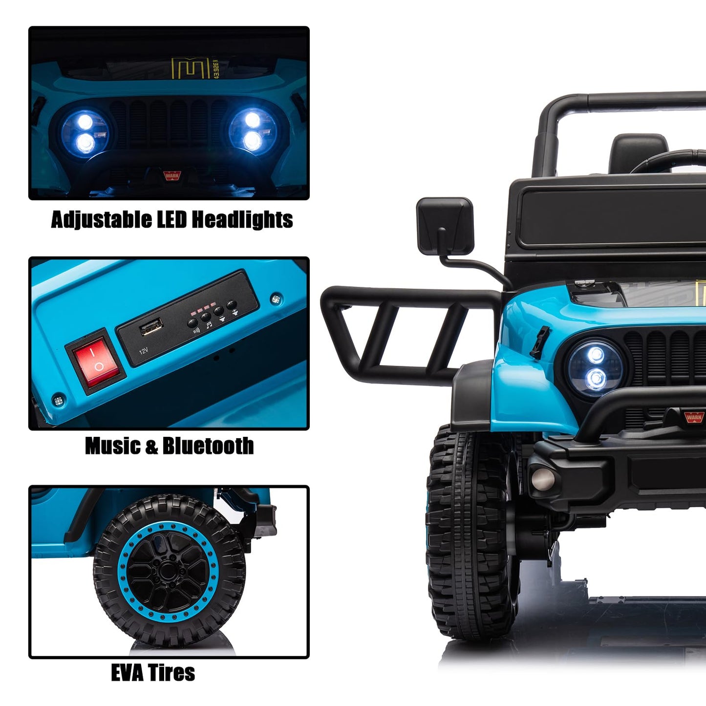 Aokoy 24V Ride On Truck For Kids, 4X4 1 Seater Ride On Car With Remote Control Electric Car For Toddler With Eva Tire Battery Po