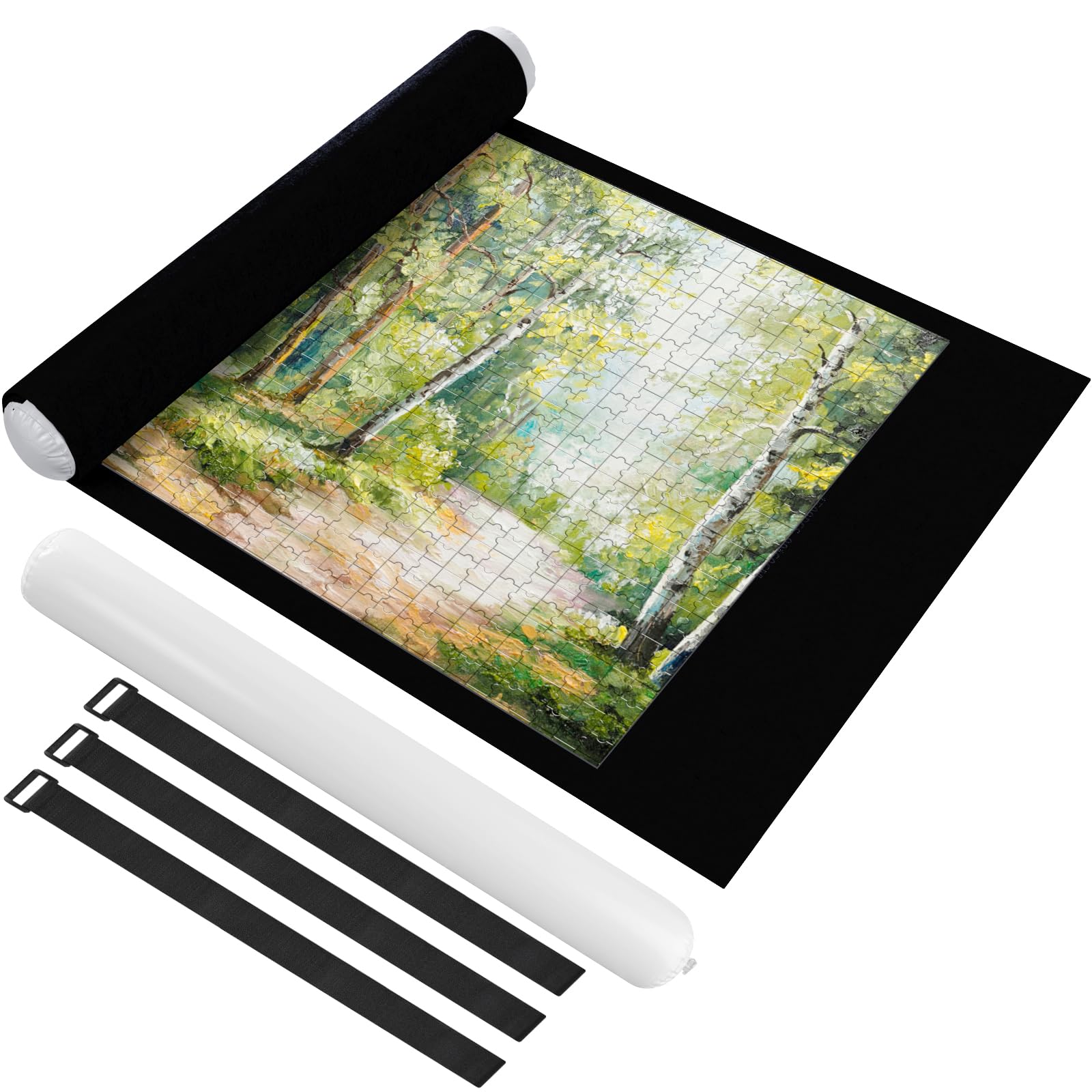 Ainiv Jigsaw Puzzle Mat Roll Up 1500 Pieces  46 x 26 Portable Felt Puzzles Board with Travel Storage Bag  Jigsaw Saver Pad Keeper for mature-themeds Teens  Black