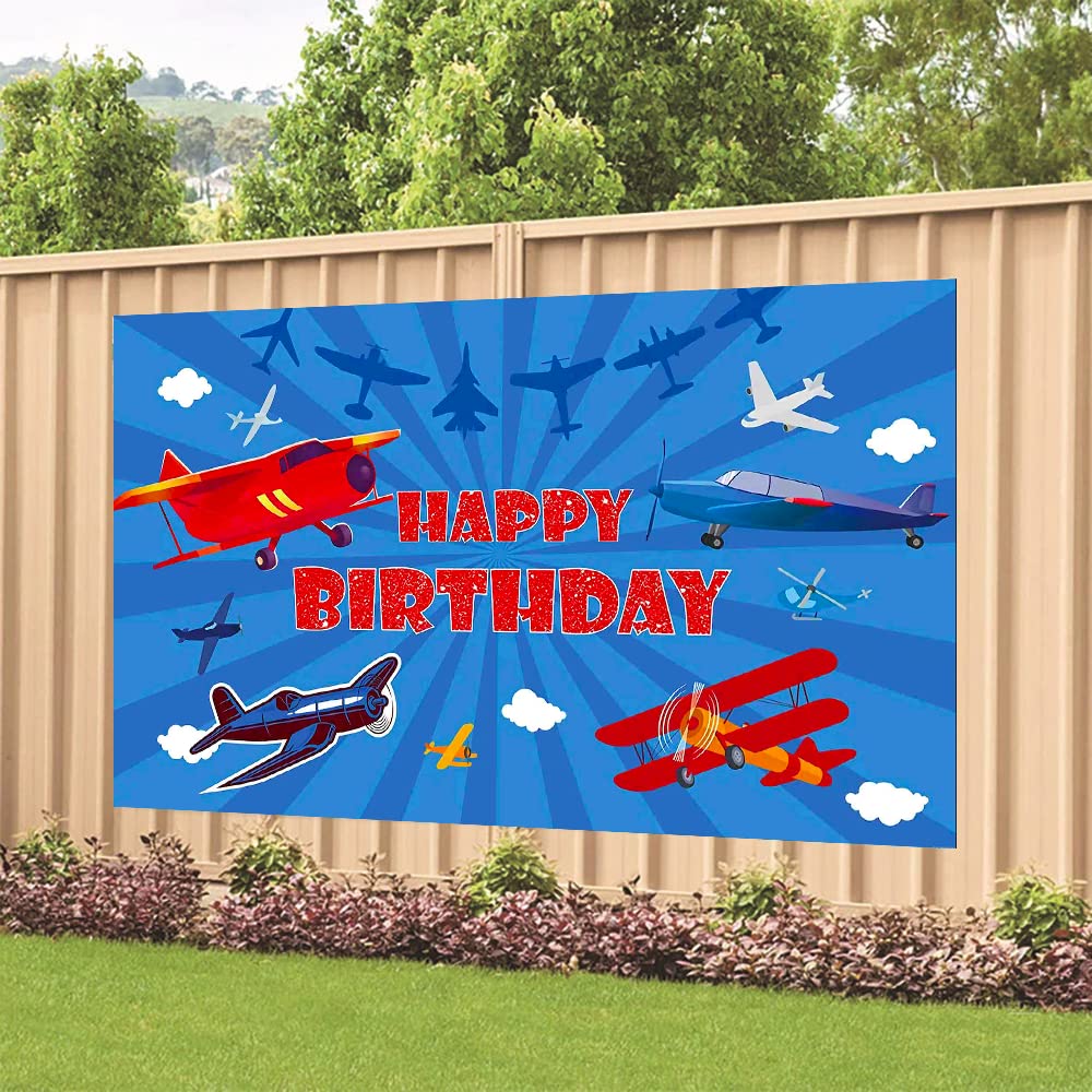 Airplane Birthday Party Decoration Airplane Happy Birthday Backdrop Airplane Photo Background Banner Poster For Flying Enthusias