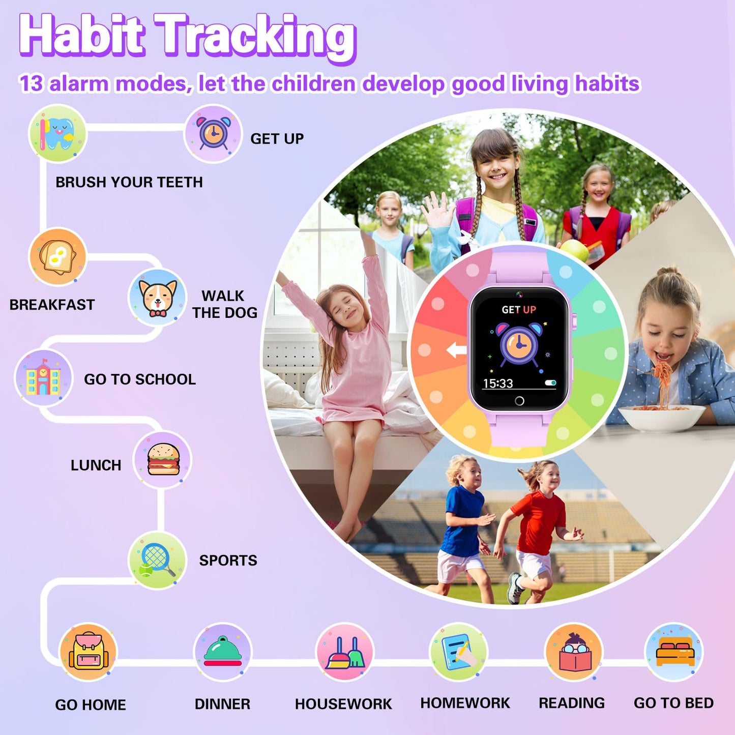 Kids Smart Watch With Hd Touchscreen, 26 Games, Camera, Video, Music Player, Pedometer - Educational Gift For Girls Ages 6-12