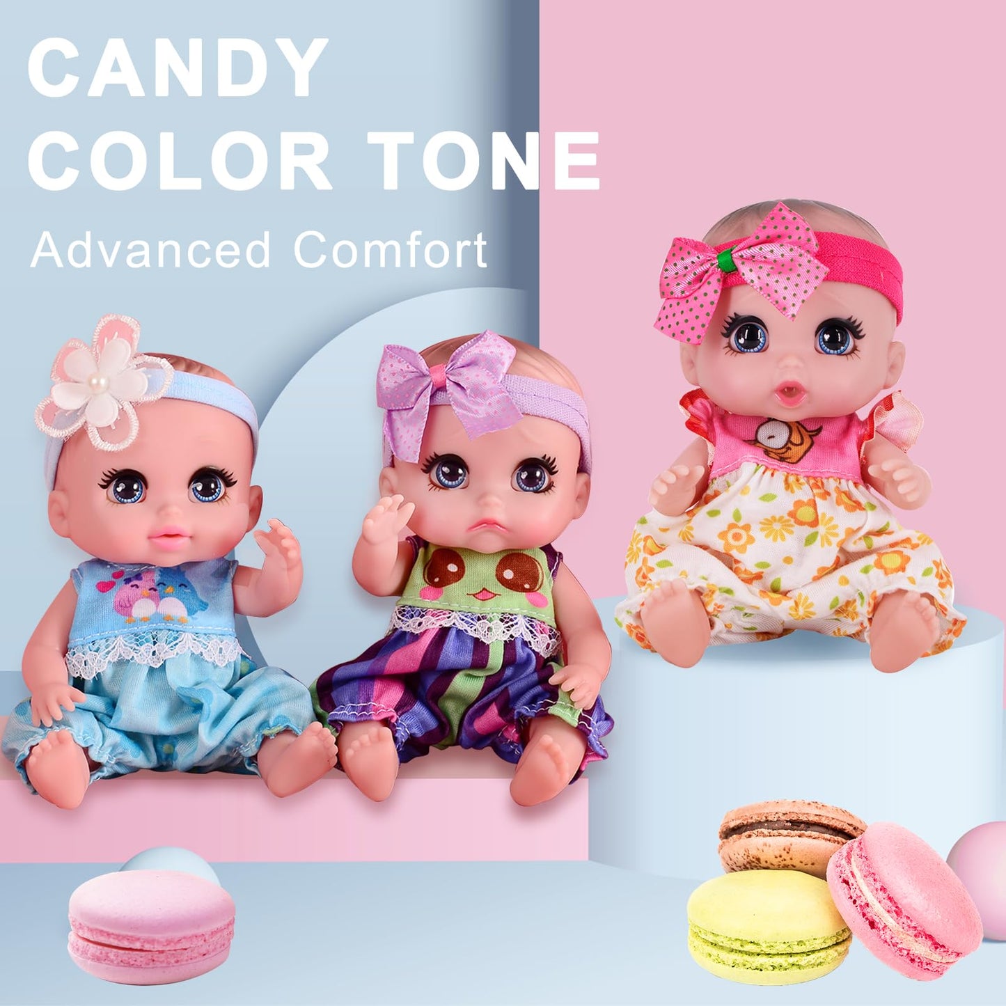 Beem Jun 6'' Cute Small Baby Doll Newborn Baby All Vinyl Reborn Baby Dolls For Girls Swivel Mini Dolls 16 Cm Crying Baby Diy Toy