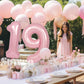 SUWEN 40 Inch Pink Foil Number Balloons 0-9 Jumbo Mylar Birthday Party Decorations for Girls, Women, and 19th Anniversary Supplies