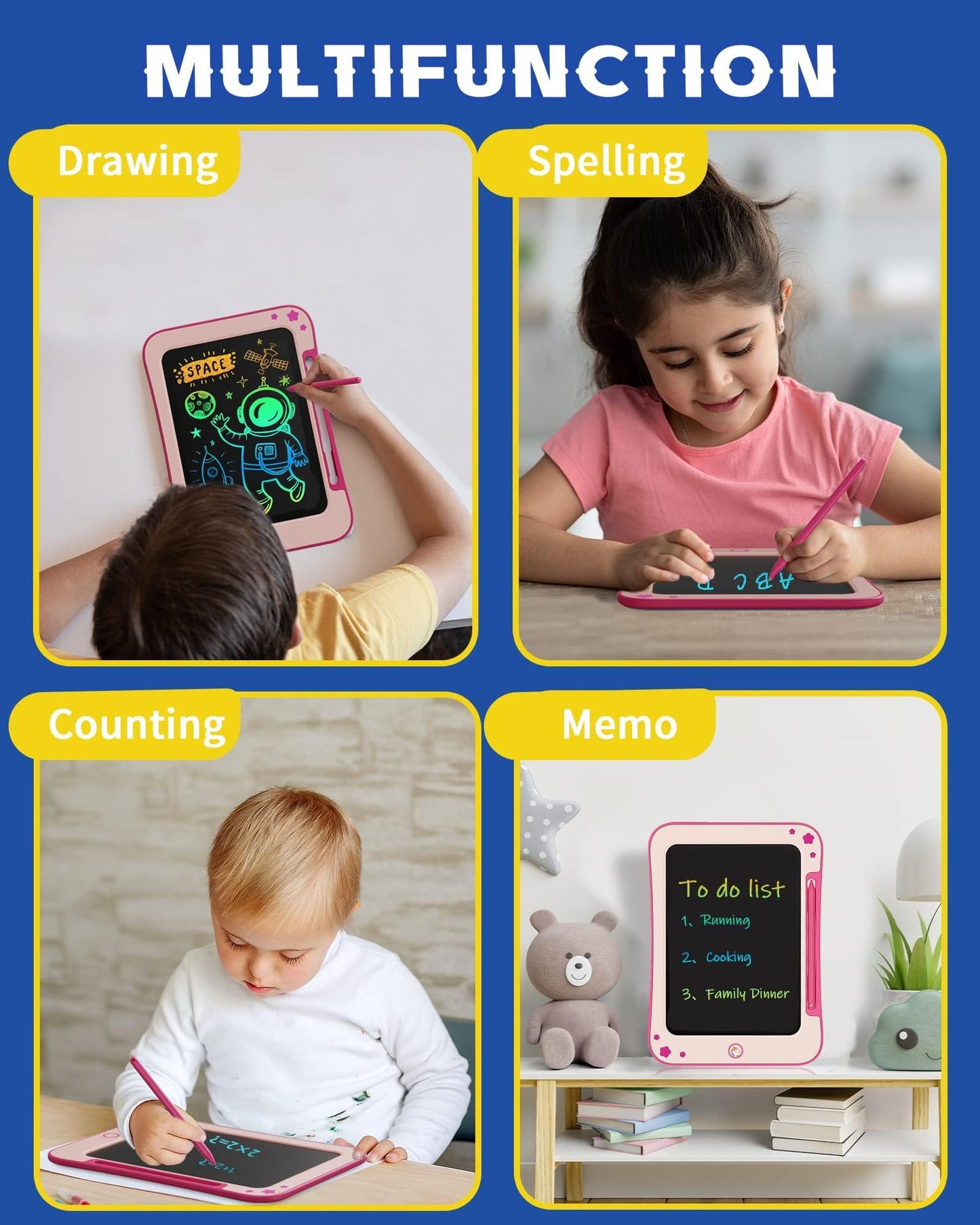 bravokids Girl Toys LCD Writing Tablet - 8.5 Inch Kids Doodle Board Educational Learning Drawing Pad Birthday Gifts for 3 4 5 6