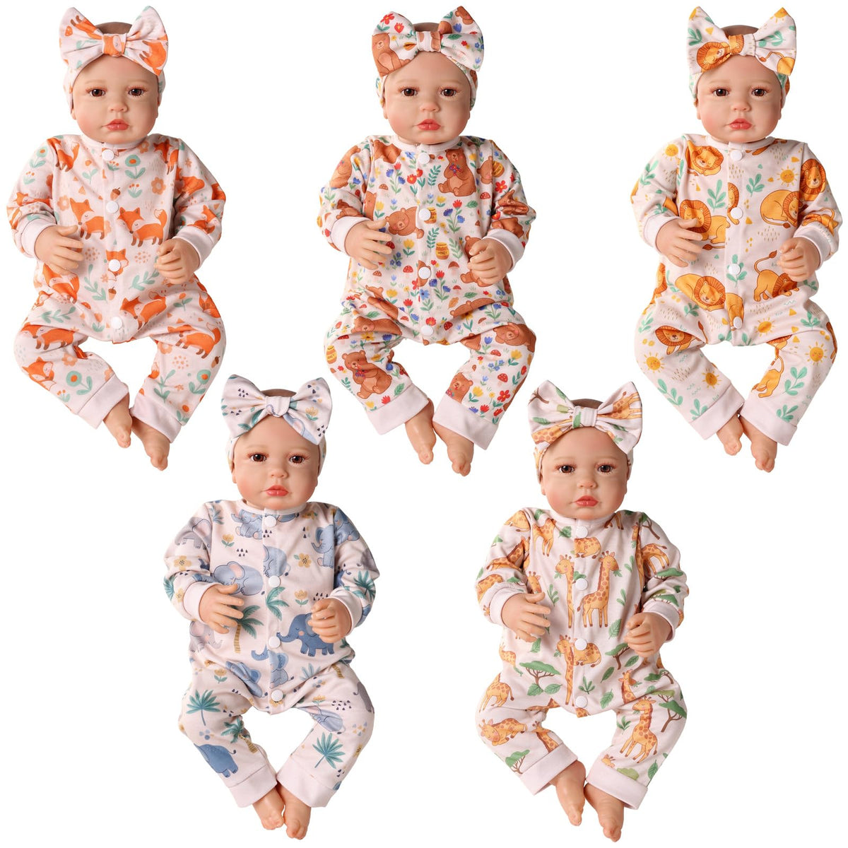 BABESIDE 5 Sets of Reborn Baby Doll Clothes for 1722 Inch Dolls