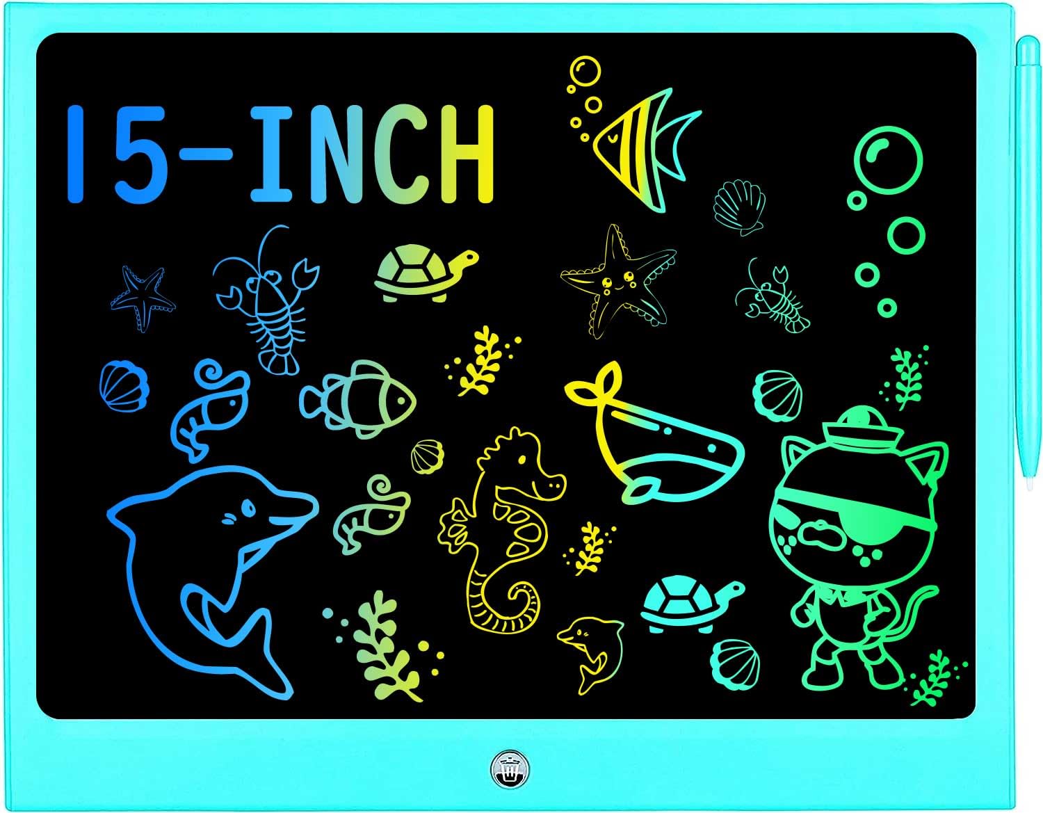 Lcd Writing Tablet For Kids, 15 Inch Colorful Electronic Doodle Board For Kids Age 3+ Toys Christmas Birthday Erasable Drawing T