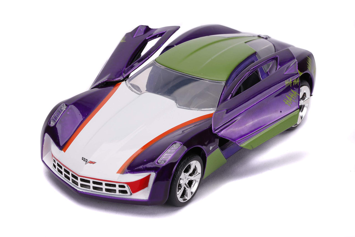 2009 Chevrolet Corvette Stingray ''Joker'' ''Dc Comics'' ''Hollywood Rides'' Series 1/32 Diecast Model Car By Jada