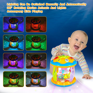 Baby Musical Toys 0-6 6-12 Months Rotating Projector Light Up Infant Tummy Time Toys 0-3-6 Months Sensory Toddler Toy Age 1-2-4 New Birthday Gifts For 1 Year Old Girl Boy Learning &Education Toy
