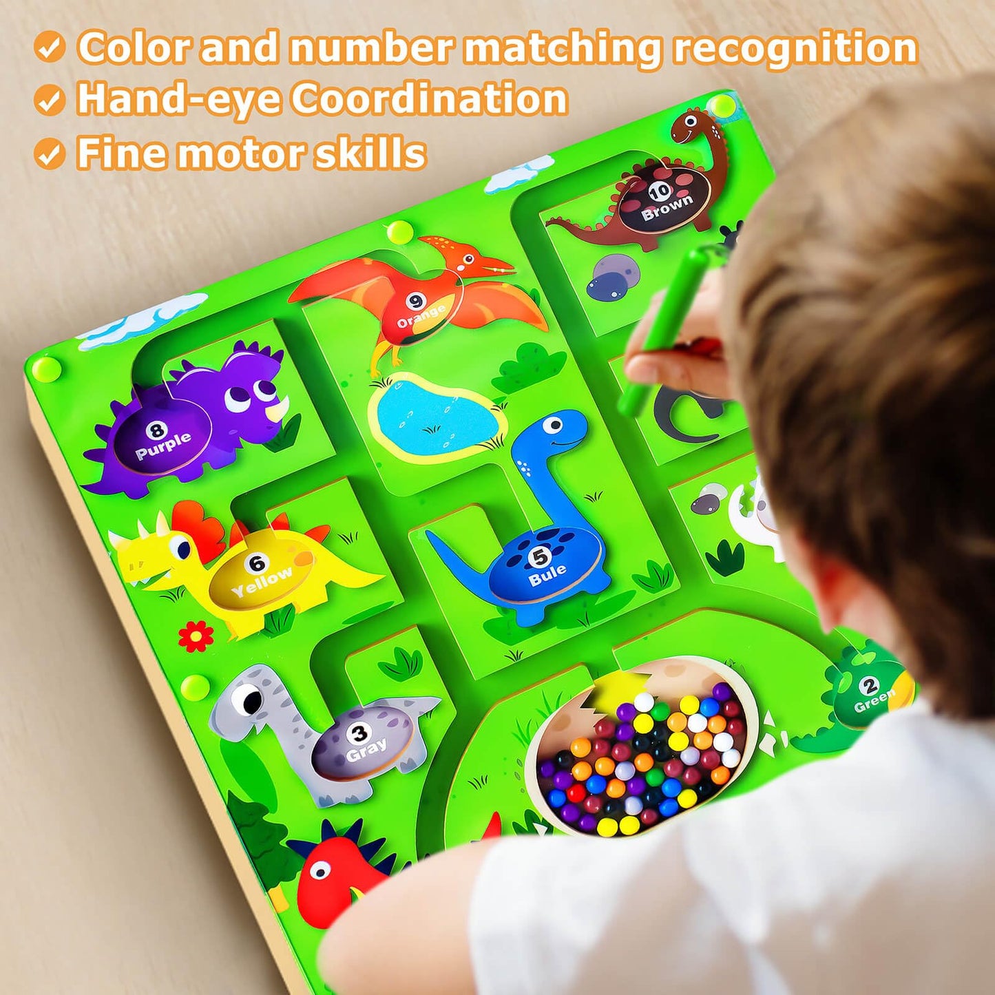 Simente Magnetic Color And Number Maze,Montessori Toys For 3 4 5 Year Old Boys Girls,Wooden Puzzle Activity Board,Gifts For Pres