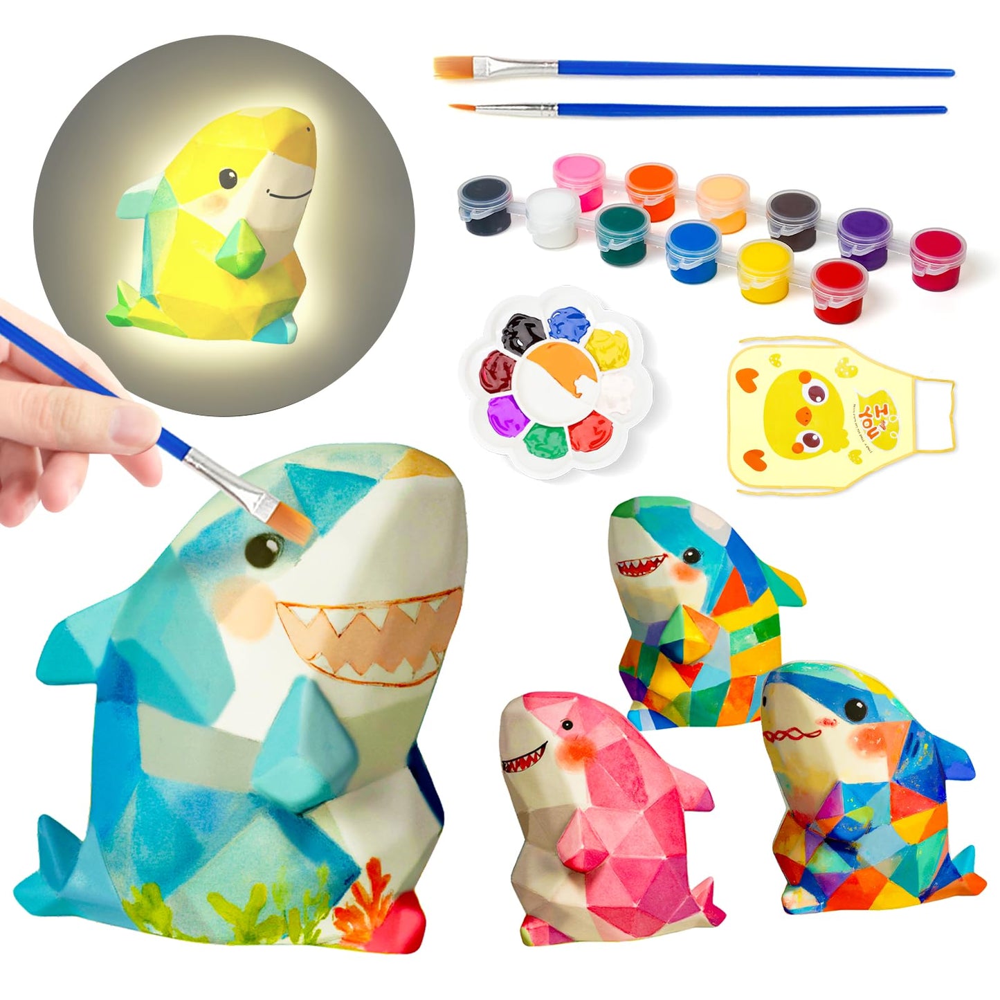 Paint Your Own Shark Lamp Craft Kits, Arts and Crafts for Kids Ages 8-12, DIY Shark Night Light Gifts for Girls, Art Supplies Pa