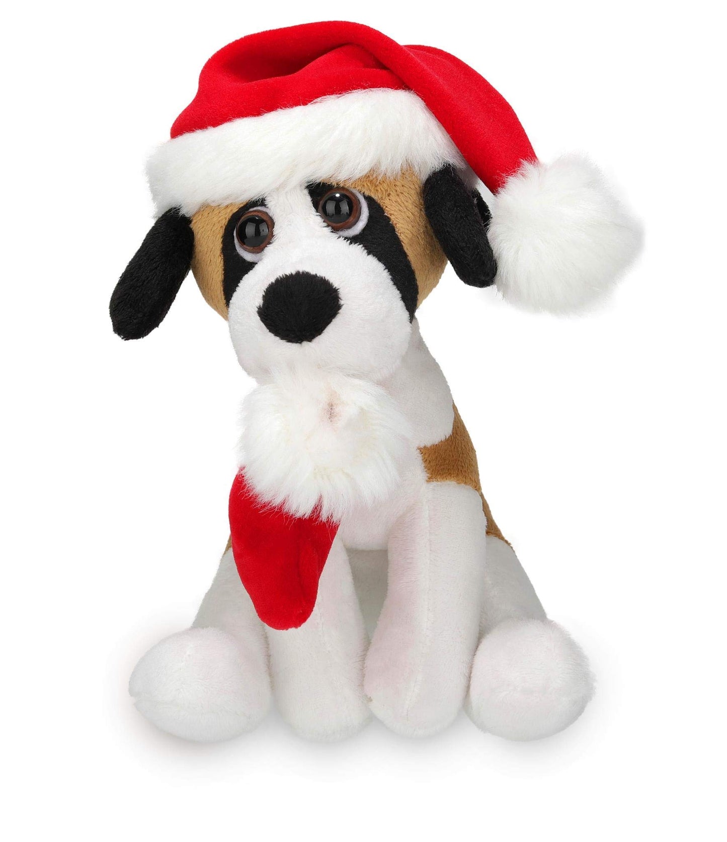 Plushland Xmas Pawpal with Santa Hat Stuffed Animals Plush Puppet Dog 8 Inches for Kids - A Perfect Christmas Day Gift on This Holiday for Babies (New Christmas Dog Assortment)