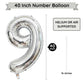 Paticool Silver Number 9 Balloon, 40 Inch Large Number Foil Mylar Balloons For 9Th Girl Boy Birthday Party Celebration Decoratio