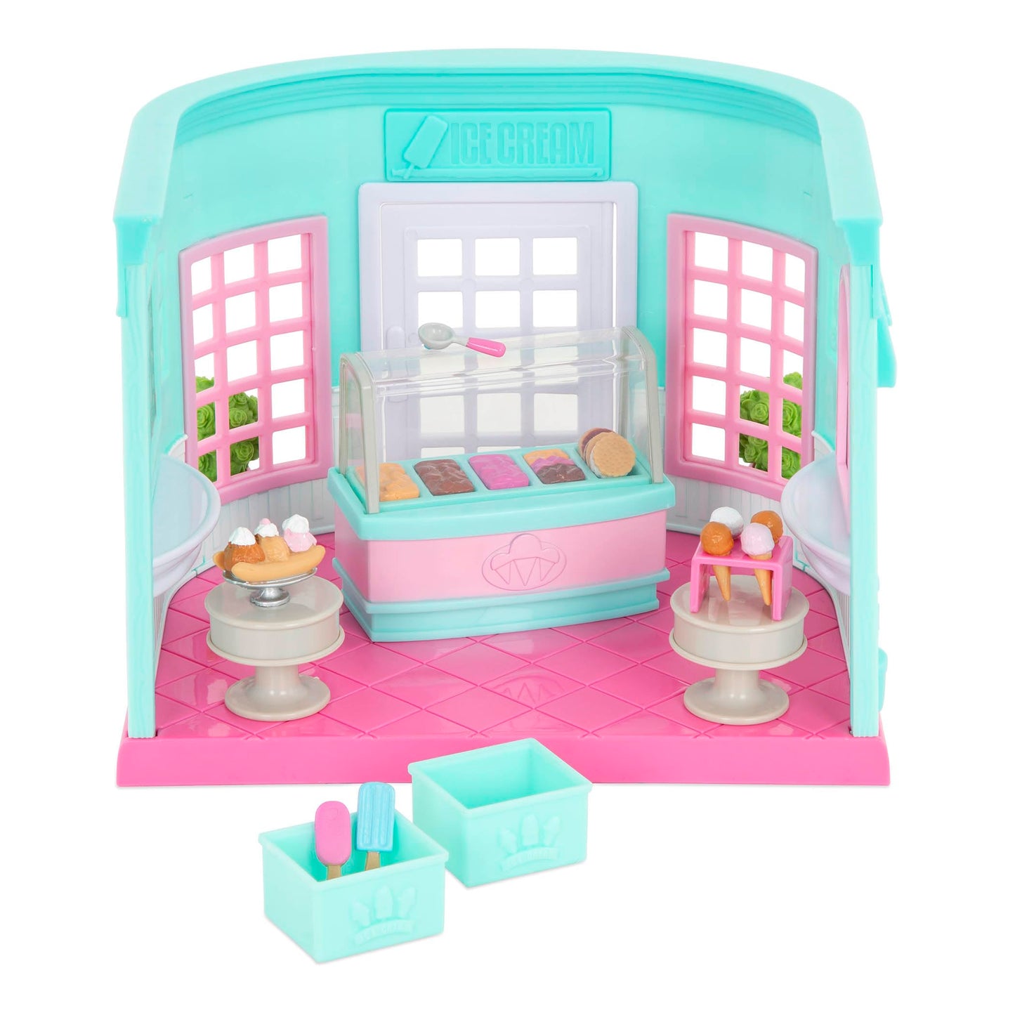 Li'l Woodzeez Ice Cream Shop Playset - Multicolor Dollhouse with Accessories, Model WZ6627Z, for Kids Age 3+