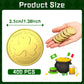 Sanwuta 400 Pieces Gold St. Patrick's Day Plastic Coins Bulk Lucky Shamrock Leprechaun Coins St Patricks Day Decorations with 3