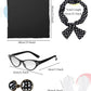 Silicherry 1950S Kids Poodle Skirt 50S Sock Hop Costume With Shirt Scarf Headband Earrings Glasses Socks(4-6 Years,Black)