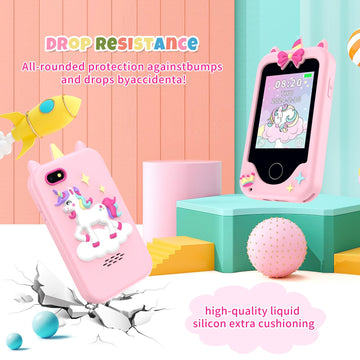 Nikuku Kids Smart Phone for Girls, Christmas Birthday Gifts for Girls 3-8 Year Old, Toddler Play Cell Phone Toys with Puzzle Gam