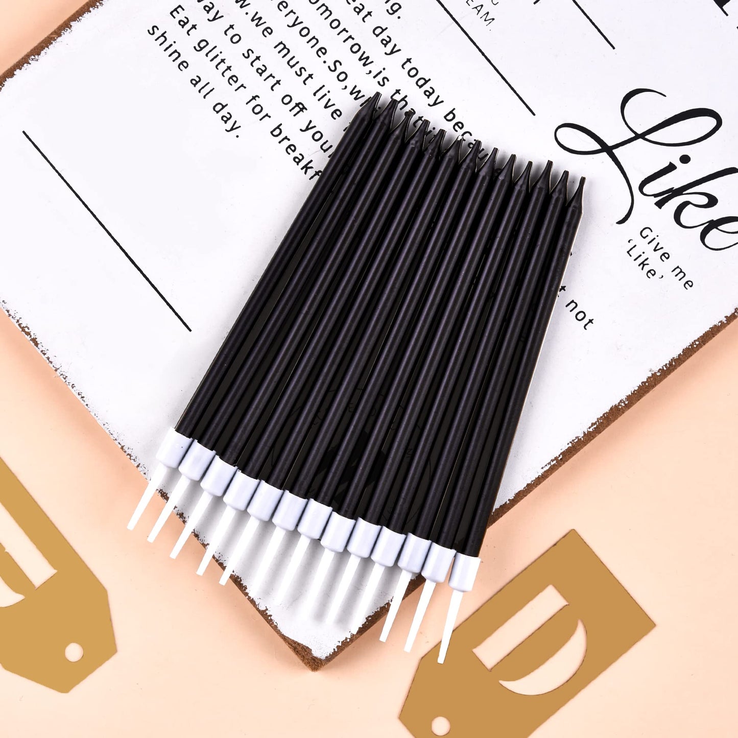 CAKE CODE 24-Count Black Long Thin Birthday Candles, Cake Candles, Birthday Parties, Wedding Decorations, Party Candles