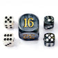5Pcs Set 30Mm Backgammon Pearl Dice Set - 30Mm (1 3/16'') Large Backgammon Doubling Cube Plus 4Pcs 16Mm Dice (Black/White Marble