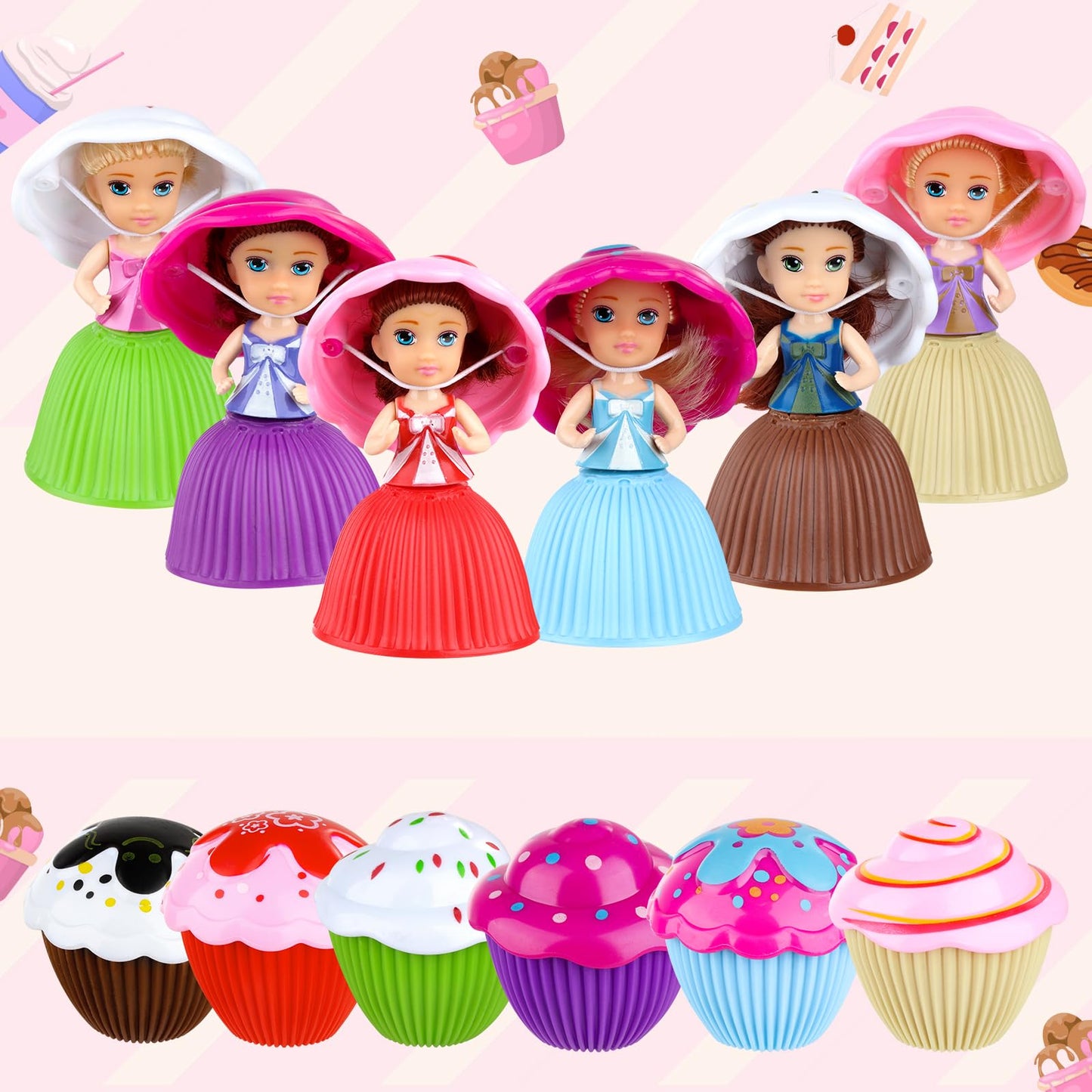 Christoy Cake Doll Toy Set - 6PCS Multicolor Scented Cupcake Princess Gift for Kids