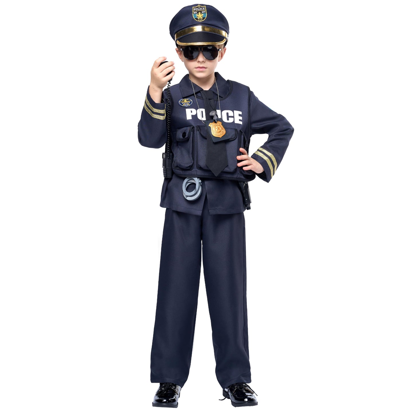 Spooktacular Creations Boys Police Costume  Kids Dark enhanced Style for Child Halloween Police Themed Events and Role Play Parties 3T