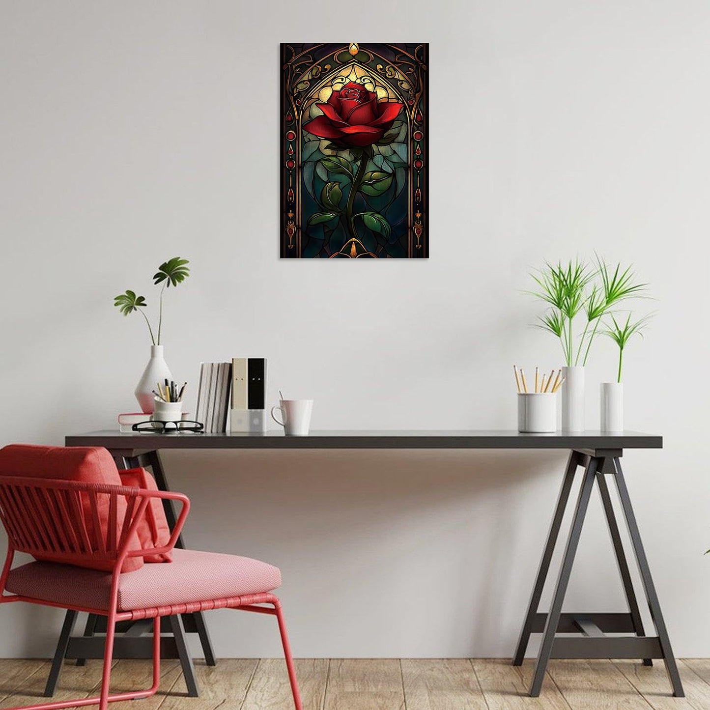 Great Jigsaw Puzzles for mature-themeds 300 Pieces Stained Glass Rose Challenging Puzzles for mature-themeds Toys Gift Family Decoration Kids Puzzle