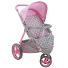 509 Crew: Cotton Candy Pink: Doll Jogger Stroller - Pink, Grey, Polka Dot - Dolls Up to 24, Foldable, Retractable Canopy, Kids P