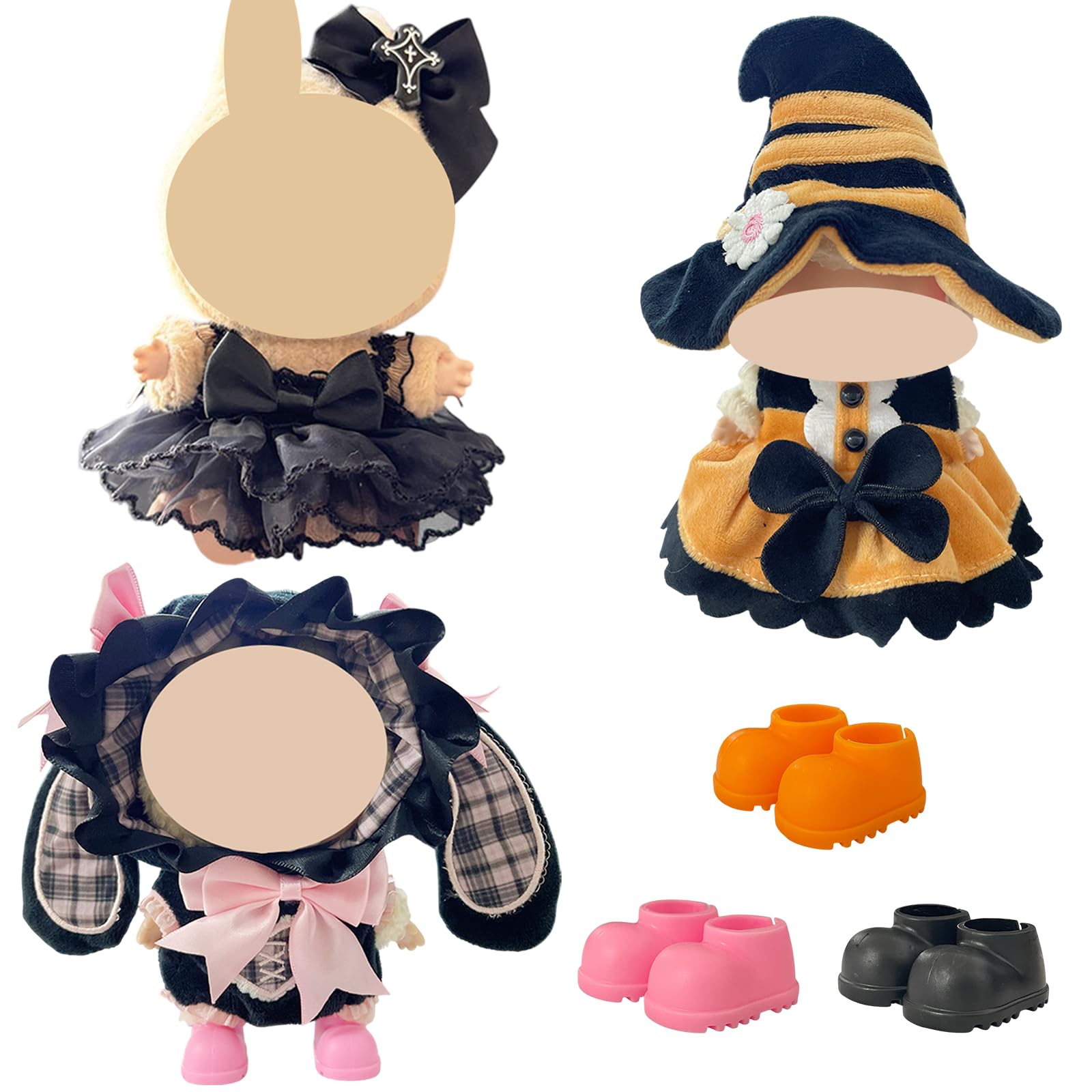 Ezcora Doll Halloween Clothes Set for 17cm Dolls  enhanced Fashion Halloween Black Bat Dress Include Shoes for Doll Accessories