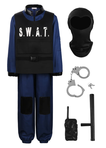 Relibeauty Swat Costume For Boys Police Costume For Kids,5/120