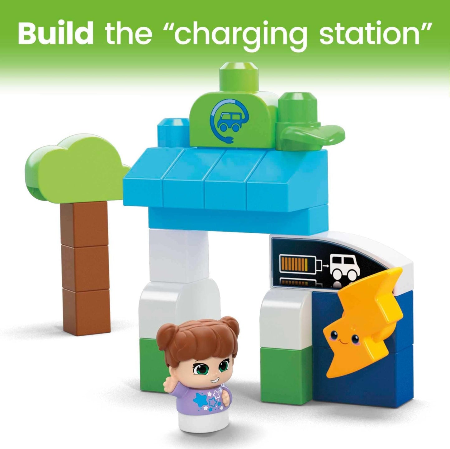 Mega Brands MEGA BLOKS Green Town Charge & Go Bus Set, 36 Building Blocks, Ages 1+, Model HDX90, Plastic